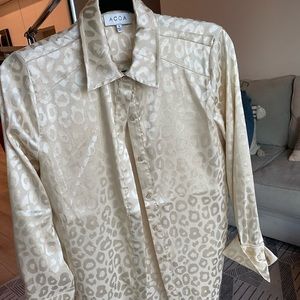 Gold cheetah button up blouse